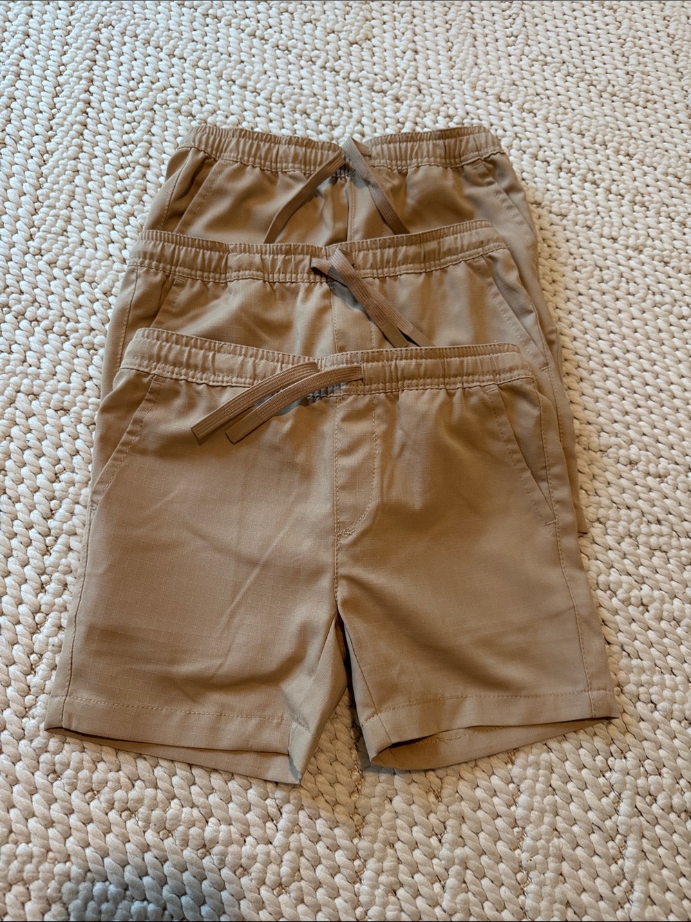 Kids khaki Drawstring Shorts performance — Tan